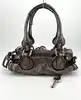sac chloé paddington en cuir couleur métallisé bronze avec détails argentés