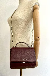 sac givenchy pandora box en cuir bordeaux à chaîne dorée