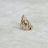 bague motif feuille martelée en acier doré