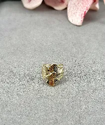 bague ouverte motif feuille de ginkgo en acier doré