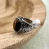 bgac bague chevalier avec pierre oeil de tigre ovale en acier