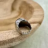 bgac bague chevalière avec pierre oeil de tigre carré en acier
