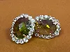 boucles d'oreilles fantaisies dorées verte et brillants