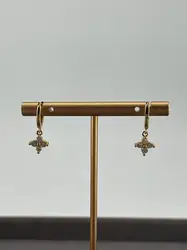 boucles d'oreilles petites créoles pendantif fleur