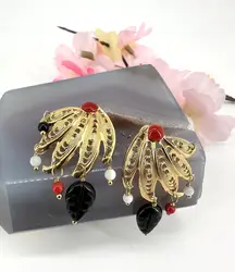 boucles d'oreilles satellite paris feuilles dorées