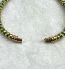 brac bracelet jonc en acier doré et émail vert