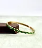 brac bracelet jonc en acier doré et émail vert style géographique