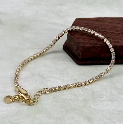 bracelet bracelet rivière serti d'oxydes en acier doré l16-21 cm