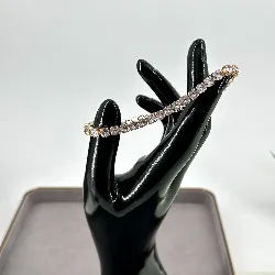 bracelet bracelet rivière serti d'oxydes en acier doré l16-21 cm