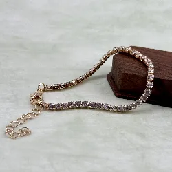 bracelet bracelet rivière serti d'oxydes en acier doré l16-21 cm