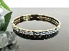 bracelet jonc hermès extra fin émail bleu et métal doré