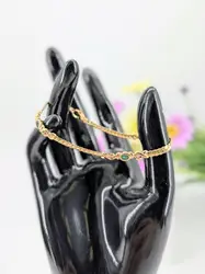 bracelet maille haricot plate serti de 3 émeraudes or 750 millième (18 ct) 6,65g