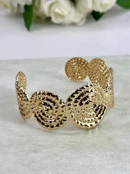 bracelet / manchette spirale texturée en acier doré