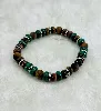 bracpi bracelet élastique en pierre oeil de tigre , jaspe kambaba et acier argenté d8 mm