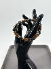 bracpi bracelet élastique en pierre oeil de tigre , onyx et acier argenté d8 mm