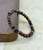 bracpi bracelet élastique en pierre oeil de tire , lapis-lazuli et acier argenté d8 mm