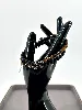 bracpi braclet elastiqué double rang en pierre onyx mat, oeil de tigre mat et acier argenté d6 mm