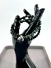 bracpi braclet elastiqué double rang en pierre onyx mat, turquoise et acier argenté  d6 mm