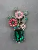 broche bouquet de fleurs pavé d'oxydes