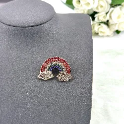 broche motif arc en ciel pavée d'oxydes