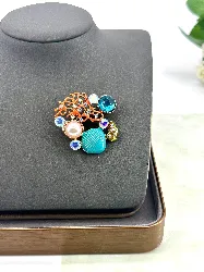 broche trésors de l'ocean avec oxydes et perles synthétique