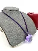 collier baccarat avec pendentif coeur cristal et cordon violet, fermoir en argent argent 925 millième (22 ct) 22,54g