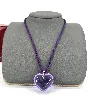 collier baccarat avec pendentif coeur cristal et cordon violet, fermoir en argent argent 925 millième (22 ct) 22,54g