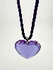 collier baccarat avec pendentif coeur cristal et cordon violet, fermoir en argent argent 925 millième (22 ct) 22,54g