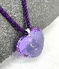 collier baccarat avec pendentif coeur cristal et cordon violet, fermoir en argent argent 925 millième (22 ct) 22,54g