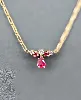 collier maille cheval orné d'un pendentif serti de rubis et diamants or 750 millième (18 ct) 3,77g