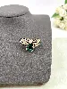 fbrc034 broche abeille dorée avec oxydes et perle synthétique