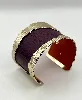 manchette/ bracelet les georgettes caîman en cuir reversible orange et plum et métal doré