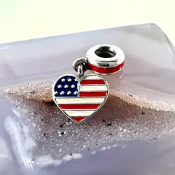 pandora charm argent coeur drapeau des etats-unis argent 925 millième (22 ct) 2,71g