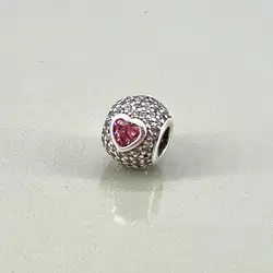 pandora charm argent strass et coeurs roses argent 925 millième (22 ct) 2,62g