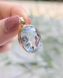 pendentif or serti d'une grande aigue-marine or 750 millième (18 ct) 6,12g