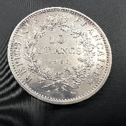 pièce 10 francs hercule 1967 argent 900 millième 25,00g