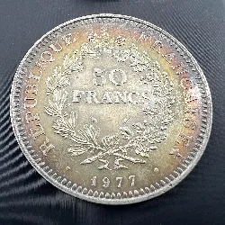 pièce 50 francs hercule 1977 argent 900 millième 30,02g