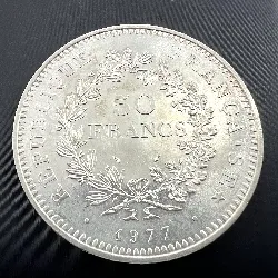 pièce 50 francs hercule 1977 argent 900 millième 30g
