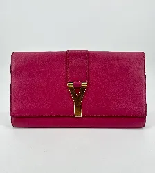 pochette /sac saint laurent en cuir chyc rose fuschia