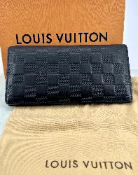 portefeuille louis vuitton brazza en cuir noir damier empreinte
