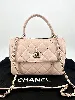 sac à bandoulière chanel trendy cc top handle pm en cuir rose clair et métal doré