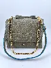 sac à main lancel ninon en cuir kaki avec bandoulière