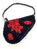 sac christian dior mini saddle vintage édition limitée 0405 en satin noir et broderies fleurs rouges
