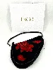 sac christian dior mini saddle vintage édition limitée 0405 en satin noir et broderies fleurs rouges