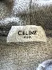 sweat à capuche céline en coton gris et logo rose orange
