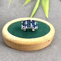 110847 bague large à motif avec pierre bleu et oxydes argent 925 millième (22 ct) 8,48g