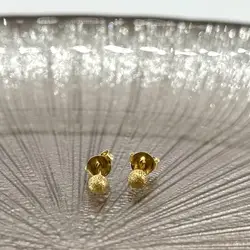 130876 boucles d'oreilles puces dorés effet mat argent 925 millième (22 ct) 0,3g