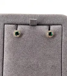 23042250 boucles d'oreilles puces motif rond avec oxydes vert et blancs