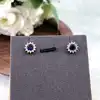 23045740 boucles d'oreilles puces motif rond avec oxydes bleu et blancs