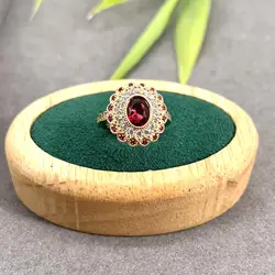 31582 bague marguerite pavée d'oxydes rouges et blancs